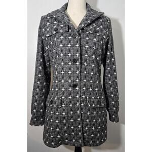 Tulle ANTHROPOLOGIE Black/White Wool Blend Jacket/Coat SZ Small Women's